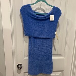 Free People Blue Off-the-Shoulder Sweater